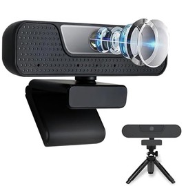 Cámara web 4K 8MP Ultra HD cámara de videoconferencia en vivo con 4 micrófonos incorporados giratoria de 360 grados con obturador de privacidad y...  