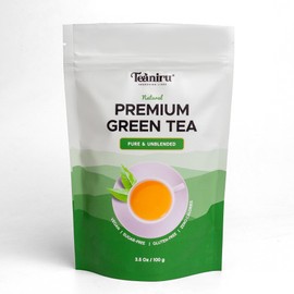 Teaniru Premium Green Tea | Whole Leaf Green Tea, 3.5 oz - 50+ Cups | 100% Natural And Single Origin Green Tea | Antioxidant-rich Unblended Green Tea Leaves in Resealable Pouch
