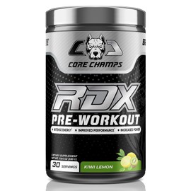 Core Champs RDX Pre Workout Powder for Men & Women | Enhanced Energy, Focus, & Pumps + Cognitive Enhancers | 300mg Caffeine | 30 Servings (Kiwi Lemon)