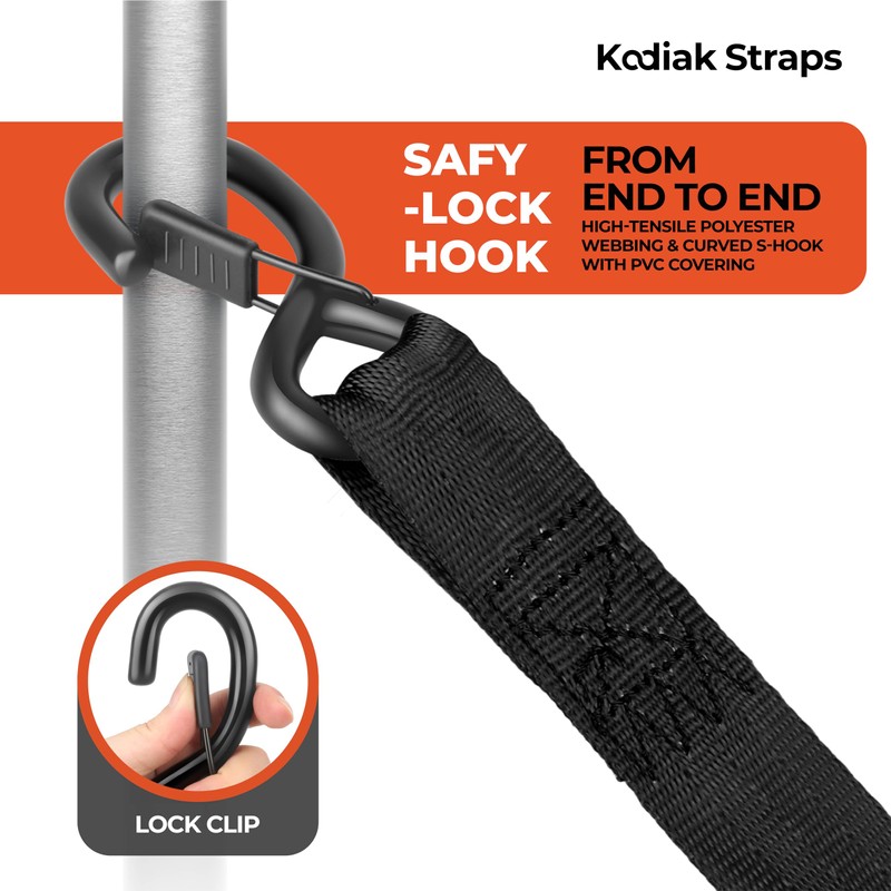 Retractable Ratchet Straps 2" x 10ft, 3,000lb Break Strength, Heavy