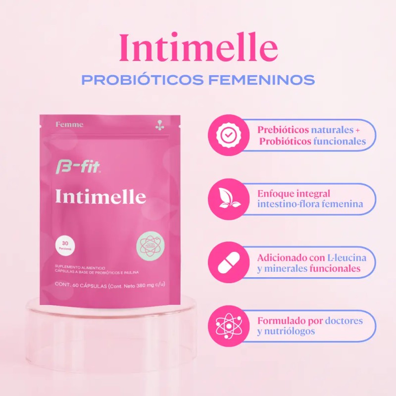 B-fit Intimelle Probióticos + Inulina Prebiótica 60 Caps Sin Sabor