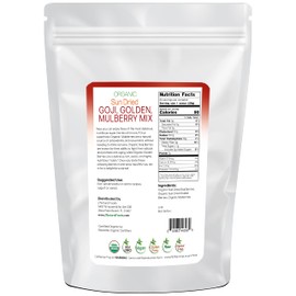 Sun Dried Organic 3 Berry Mix - Goji Berries, Golden Berry White Mulberry - Unsweetened No Sugar Added - Three Delicious Exotic Superfoods For Snacks Recipes - Raw Gluten Free - Bulk 5 lb Size