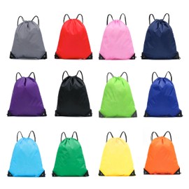 Drawstring Bags, Pack of 12 PE Bags Drawstring Gym Bag, Swimming Bag, Gym Bag, Drawstring Large Capacity Drawstring Sports Bag for Sports Gym Travel Swimming Beach Football 34 x 43 cm, blue