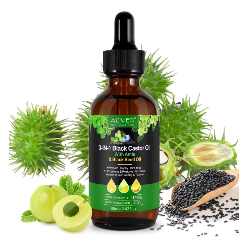 Aceite Puro 3 En 1 Oil Ricino Negro + Amla