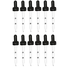 Perfume Studio 12 Pack Calibrated Glass Pipettes - 0.5 ML & 1.0 ML (Fits 2oz Boston Rounds; 7mm x 89 mm) Plus Free Sample Vial