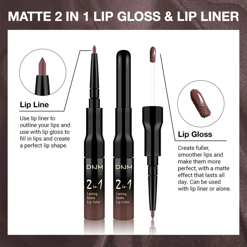 Labial Líquido Mate Con Delineador 2 En 1 Dnm