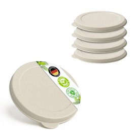 Falkenhorn Organic Can Lids - 5 x Small (73 mm) - For Cans 200 g/400 g - Cream - BPA-Free, Sustainable, Dishwasher Safe - Made from Sugarcane - Made in Germany