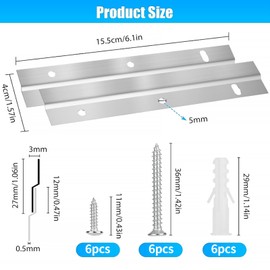 GIONAR French Cleat Picture Hanger, Heavy Duty Mounting Bracket, 15.5 cm Z Bar Interlocking Wall Mounting Bracket for Hanging Wall Paintings, Mirrors, Frames, Artwork, Photos, Z Brackets Metal