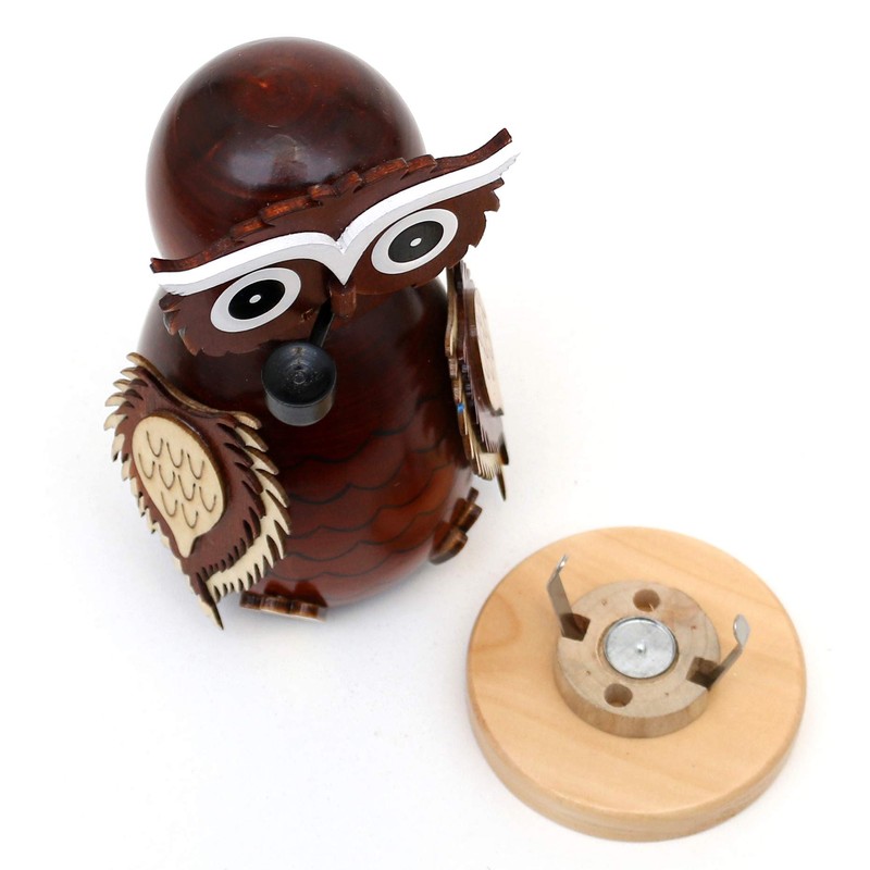 Dekohelden24 Beautiful Wooden Incense Figurine Owl Brown L/W/H: 8 x
