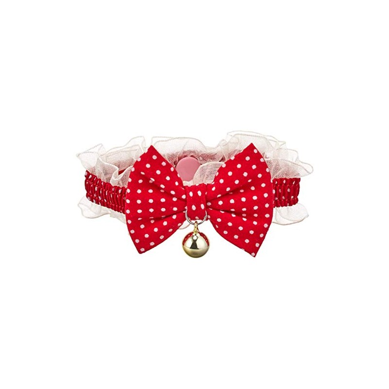 Watamote Turkey Cat Polka Dot Cat Ribbon Color , Red