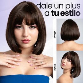 GAIBMAX - Pelucas Para Mujer, Pelucas Cabello Corto, Peluca Corte Bob Con Fleco Aspecto Natural, Fibras Sintéticas Alta Calidad, Ideal Para Cosplay, D