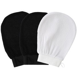 Healvian 3pcs Body Exfoliator Scrub Mitts Shower Gloves Exfoliating Glove Dry Brush Body Brush Gentle Skin Cleansing Tools for Women