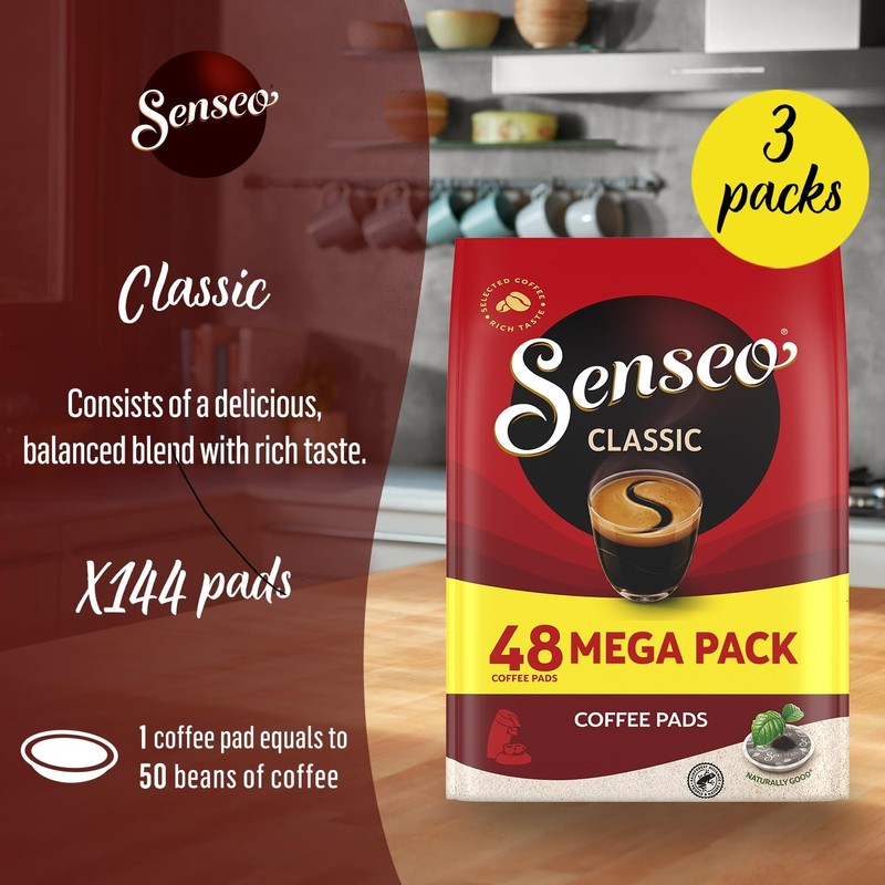 Senseo Classic Medium Roast Coffee Pods – 144 Count (3