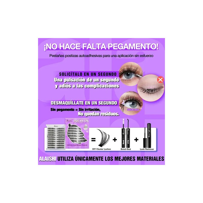Juego De 140 Pestañas Postizas Autoadhesivas Con Rizo En Forma