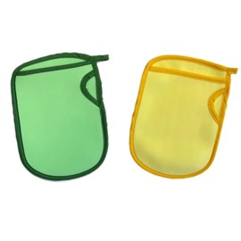 SWYSGS 2pcs peelende Duschhandschuhe, doppelseitige peelende Badehandschuhe tiefe saubere tote Haut für Spa-Schönheits-Haut-Dusche, grün &gelb