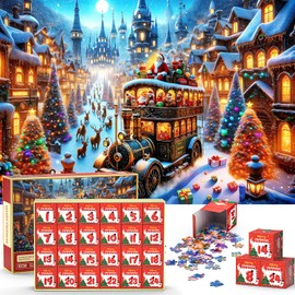 1008pcs Jigsaw Puzzle for Adults, Advent Calendar 2024 Christmas Jigsaw Puzzle, 24 Days Puzzles Xmas Present for Adults, Home Decoration