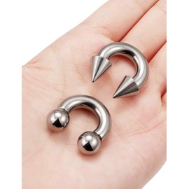 Goerhsjie F136 Titanium 2g Septum Ring Prince Albert Jewelry for Men 2 Gauge Earrings 12mm PA Spike Horseshoe Piercing Internally Threaded for Women Men