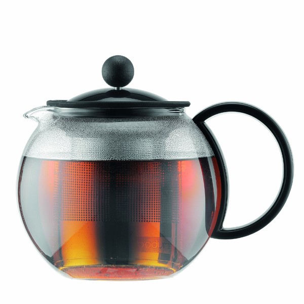 Bodum 1812-01 Assam Tea Maker (French Press System, Permanent Stainless Steel Filter, 0.5 L/17 oz) - Black/Transparent