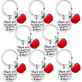Waeceip 8PCs Teacher Keyring Thank You Teacher Gifts for Teacher Appreciation Gifts Graduation Gifts Teachers Day Teacher Christmas Birthday Gifts Teacher Leaving Gifts (helping me grow)