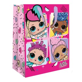 LOL Surprise Pink Girls Gift Bag - Perfect for Birthday Presents for LOL Surprise Fans of all Ages, Gift Bag Size 33 x 26 x 13.5 cm, Pink & Blue