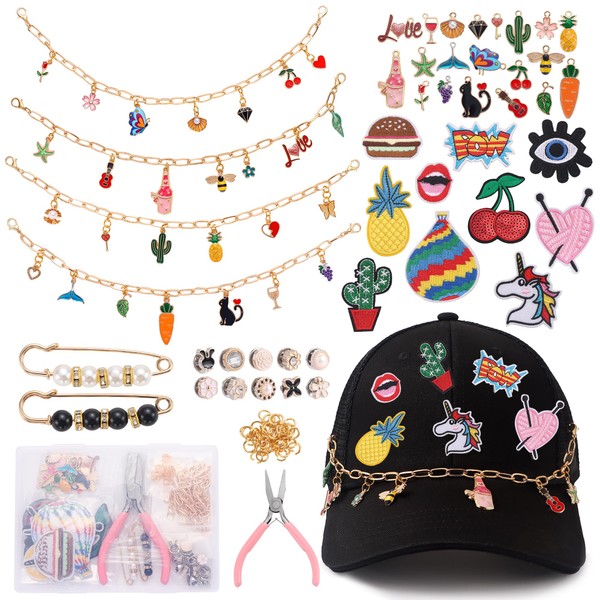 Quorineo Trucker Hat Chains & Embroidered Iron On Patches Kit