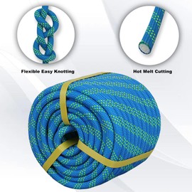 Double Braided Arborist Rope - 1/2 Inch x 200 Feet Polyester High Strength Climbing Rope for Tree Work, Halyard, Sailing (Blue/Green)