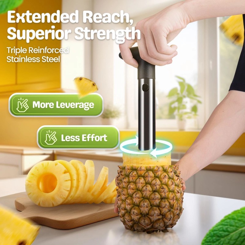 CE Compass Pineapple Corer Slicer Peeler, Stainless Steel Eye Remover