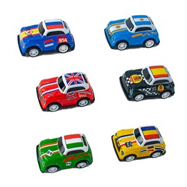 AWAVM 6PCS Pull Back Cars,Country Flag Mini Push and Go Car Toy,Pull Back Racing Vehicles for 2 3 5 Year Olds Boys Party Bags Fillers