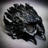 Masquerade Dark Raven Demon Masquerade Mask with Black Feather Crown