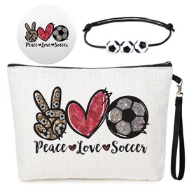 SOIDRAM Soccer Gifts Soccer Makeup Bag for Women girls Soccer Coach Gift Soccer Team Gifts for Soccer Lovers Players Fans Birthday Gifts for Women