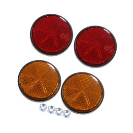 Hihaha 4 Pcs M6x1.0 Orange Red Plastic Universal Round Screw Mount Reflective Warning Reflector with Nut for Motorcycle Bike Durable Material