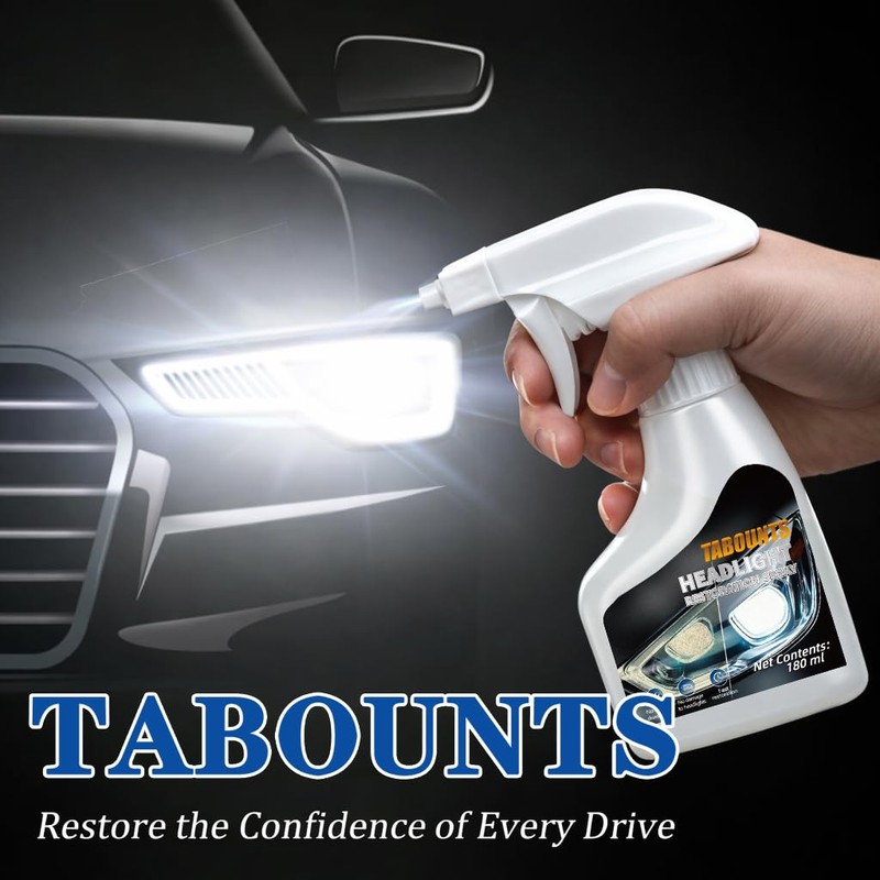 TABOUNTS Headlight Restoration Kit, Automotive Headlight Cleaner and Yellowed Head