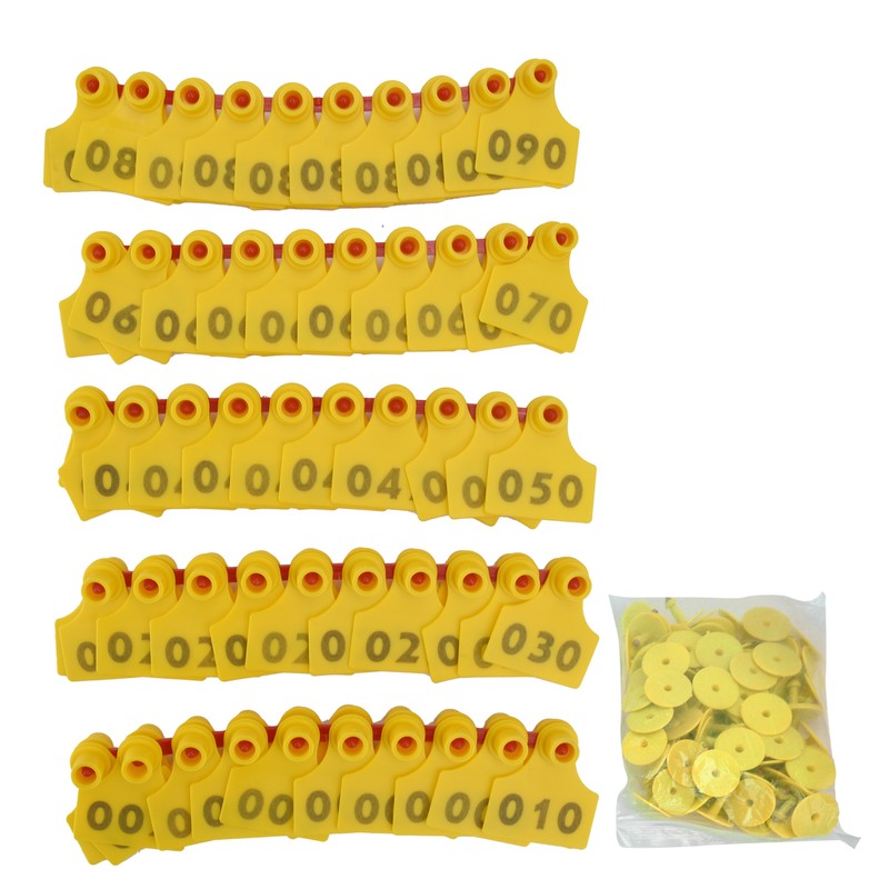 100Pcs TPU Pig Cow Ear Tag with Number 001‑100 Ear