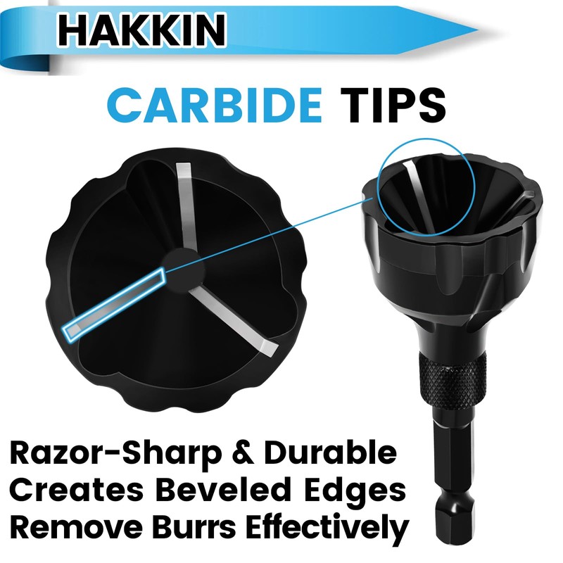 Hakkin 2Pcs Tungsten Carbide Deburring Chamfer Tool Drill Bit, Remove