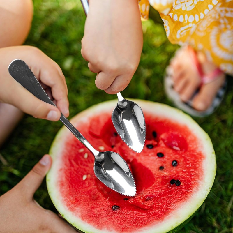 GroveEss 2PCS Stainless Steel Grapefruit Spoons,Dessert Spoon with Serrated Edge,Non-Stick