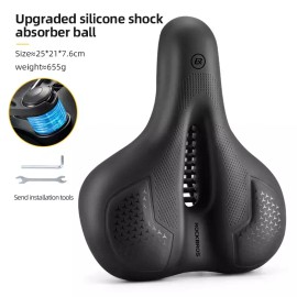 RockBros Gel Bike Seat MTB Bicycle Saddle Comfort Wide Soft Sporty Air Cushion Men Women - silicone