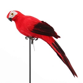 LWINGFLYER Artificial Parrot Life Size Artificial Simulation Foam Feather Parrot Macaw Bird for Costume Shoulder Ornament Modern Home Garden Party Decoration (13.8inch/35cm, Red)