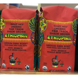 Trader Joe's 2 Pack Trader Joe's Organic Ethiopian Medium Dark Roast Whole Beean Coffee