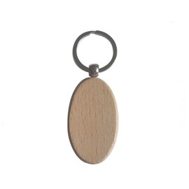 10 Pieces Wooden Keychain Blanks, Wood Engraving Blanks Key Chain, Unfinished Wood Key Tag for DIY Gift Craft Supplies (Oval)