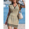 CUPSHE Women Crochet Swim Cover Up Short Sleeve V Neck