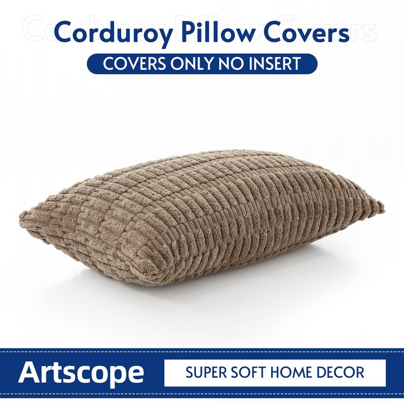 OTOSTAR Corduroy Decorative Throw Pillow Covers 16x24 Inch Super Soft
