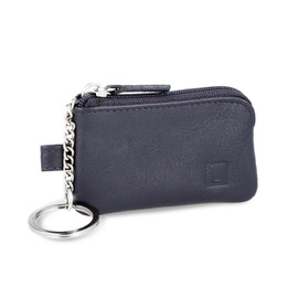 LEDEROW Leather Key Case Small with Zip for Men and Women - Mini Key Case for Motorcycle Keys, Home Keys - Large Choice of Colours, blue