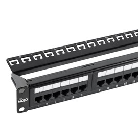 Tecmojo 24 Port Patch Panel, Cat6 Patch Panel, 1U Patch Panel, Network Patch Panel for 19 inch Rack Mount equipments, 10G Support, with Cable Management, Unshielded