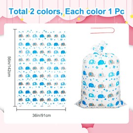 CREATCABIN 2 Pcs Gift for Christmas Bag Big Gift Bags Elephant Plastic Large Capacity Present Bag Waterproof Gift Packaging with Ties Party Family Together Gathering 55x36 Inch