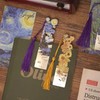 4 Pcs Metal Bookmarks with Tassel, Sliver Hollow Bookmark Van