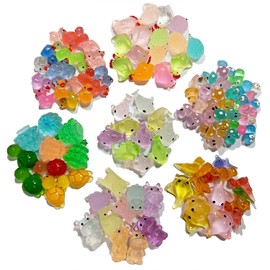 Pack of 120 Mini Luminous Animals, Miniature Colourful Resin for Decoration of Miniature Landscapes, Fish Tanks and Aquariums, Pot Decoration, Garden Landscape