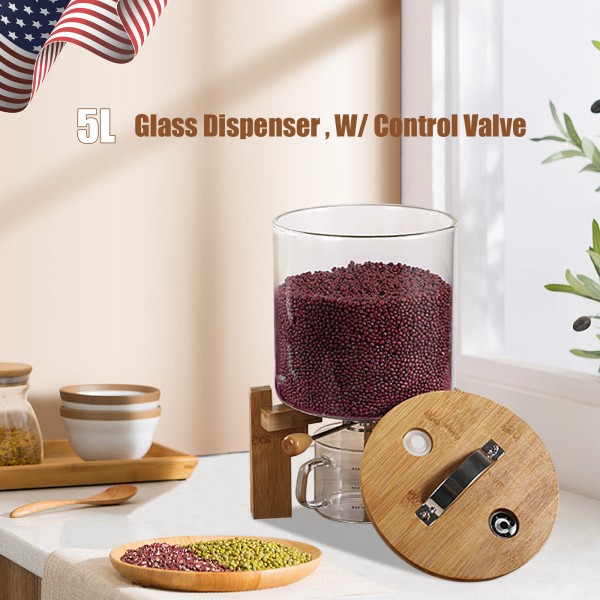 Unbranded 5 L Grain Cereal Storage Glass Container Seal Dispenser
