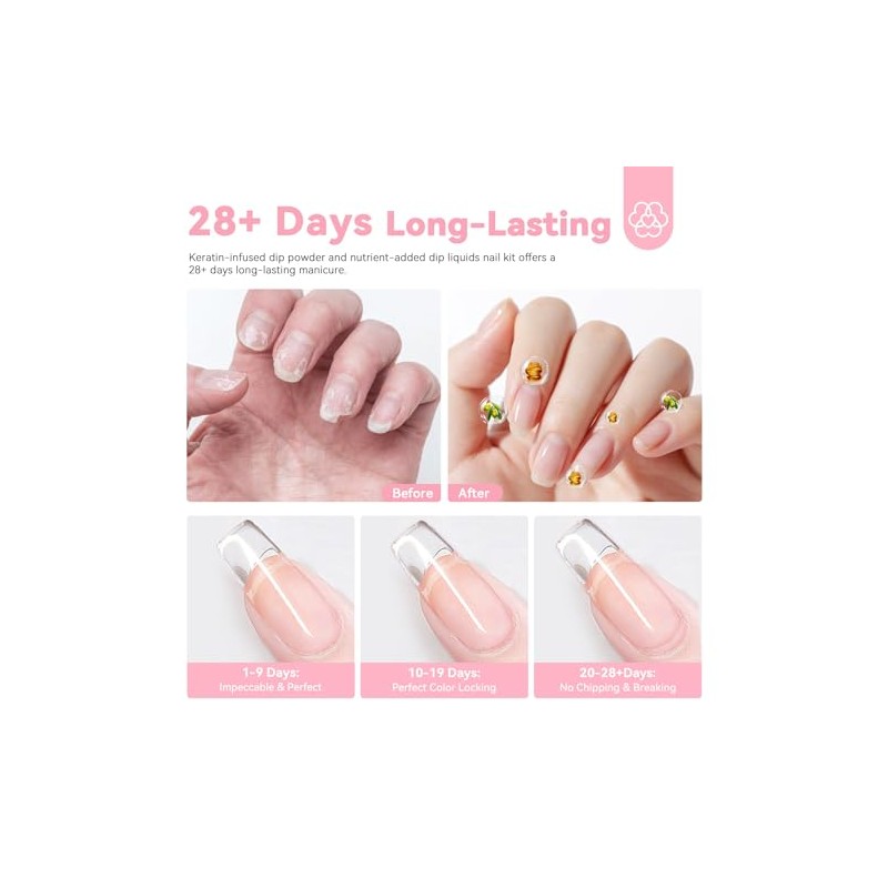 Saviland Kit Uñas Polvo Inmersión Transparente Starter 60g 1oz Dip