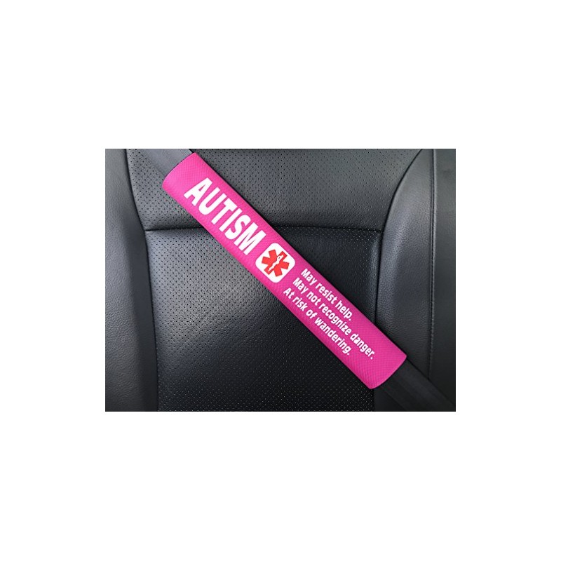 Autism Medical Alert Seat Belt Cover (Bright Pink)