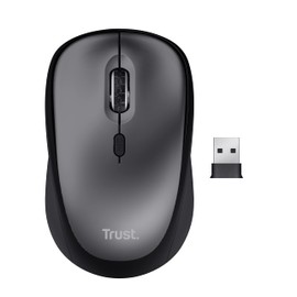 Trust Yvi+ Silent Wireless Mouse, Sustainable Design, 800-1600 DPI, For Left and Right Hand Users, Storable USB Micro Receiver, Quiet Compact Computer Mouse for PC, Laptop, Mac, Home Office - Black